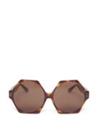 Linda Farrow - Bora Oversized Hexagon Acetate Sunglasses - Womens - Brown