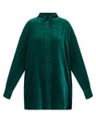 Gucci - Gg-devor Velvet Shirt - Womens - Dark Green