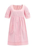 Matchesfashion.com Lee Mathews - May Topstitched Cotton Dress - Womens - Pink