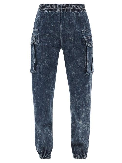Norma Kamali - Patch-pocket Denim Track Pants - Womens - Denim