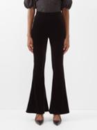 Ganni - Velvet Flared-leg Trousers - Womens - Black