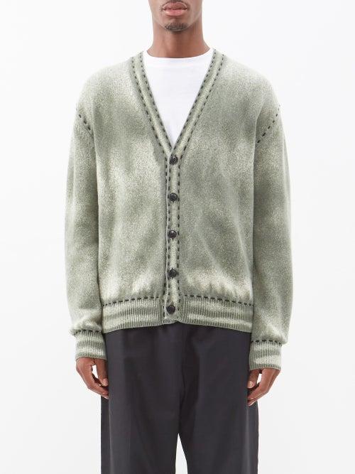 Amiri - Garment-dyed Cashmere Cardigan - Mens - Khaki