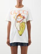 Gucci - X Bananya Cotton-jersey T-shirt - Womens - White Multi