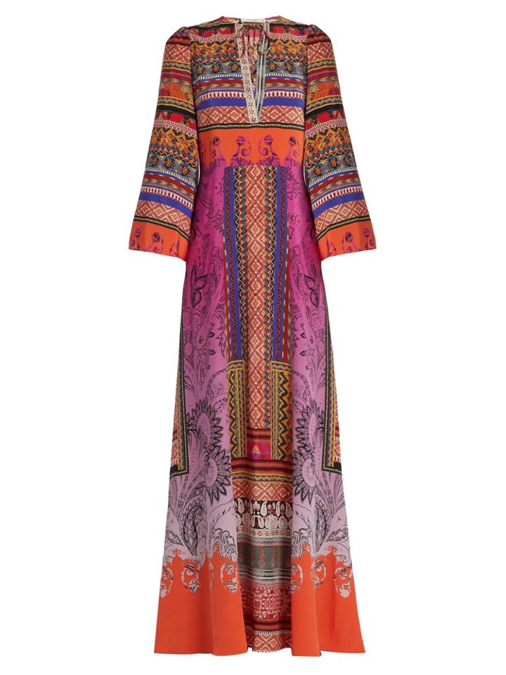 Etro Paisley-print Tie-neck Gown