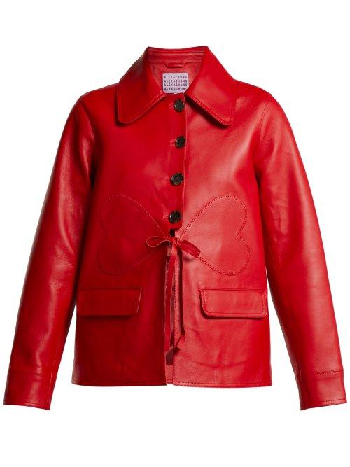 Matchesfashion.com Alexachung - Heart Patch Leather Jacket - Womens - Red