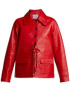 Matchesfashion.com Alexachung - Heart Patch Leather Jacket - Womens - Red