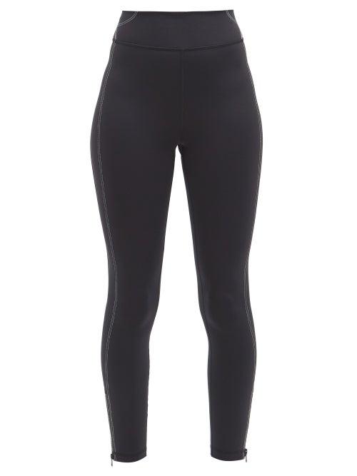 The Upside - Jet Topstitched Zipped-cuffs Leggings - Womens - Black