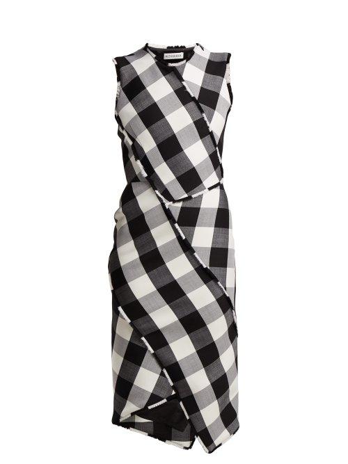 Matchesfashion.com Altuzarra - Gina Vichy Check Wool Blend Dress - Womens - Black White