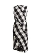 Matchesfashion.com Altuzarra - Gina Vichy Check Wool Blend Dress - Womens - Black White