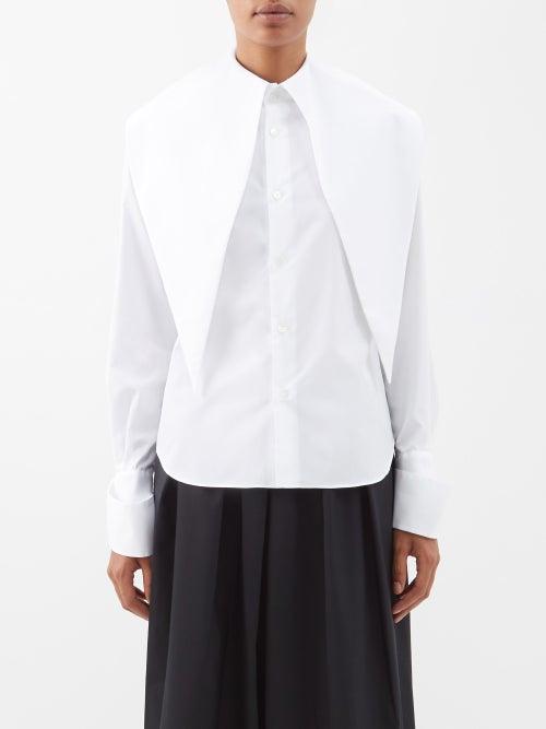 Noir Kei Ninomiya - Exaggerated Chelsea-collar Cotton-poplin Shirt - Womens - White