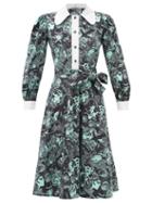 Matchesfashion.com Batsheva - Face-print Cotton Midi Dress - Womens - Black Green