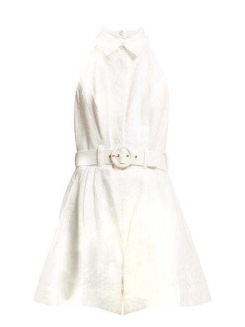 Matchesfashion.com Zimmermann - Primrose Belted Linen Jumpsuit - Womens - Ivory