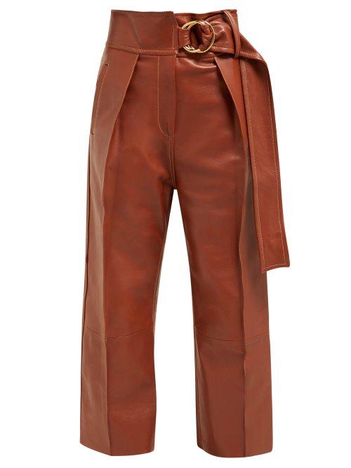 Matchesfashion.com Petar Petrov - Haena Wide Leg Leather Trousers - Womens - Brown