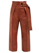 Matchesfashion.com Petar Petrov - Haena Wide Leg Leather Trousers - Womens - Brown