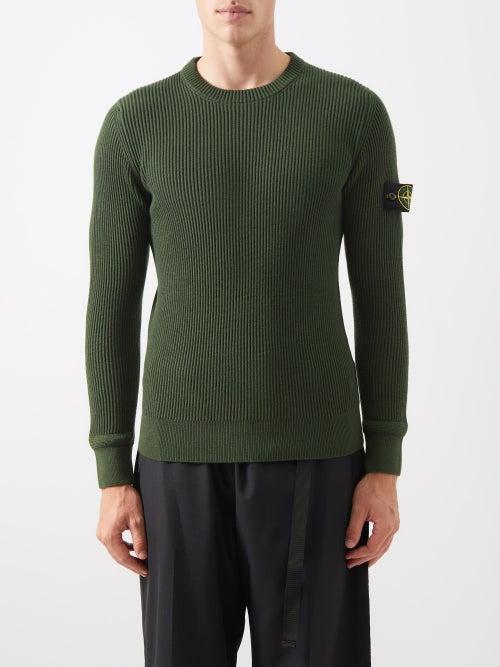 Stone Island - Crew-neck Wool Sweater - Mens - Olive