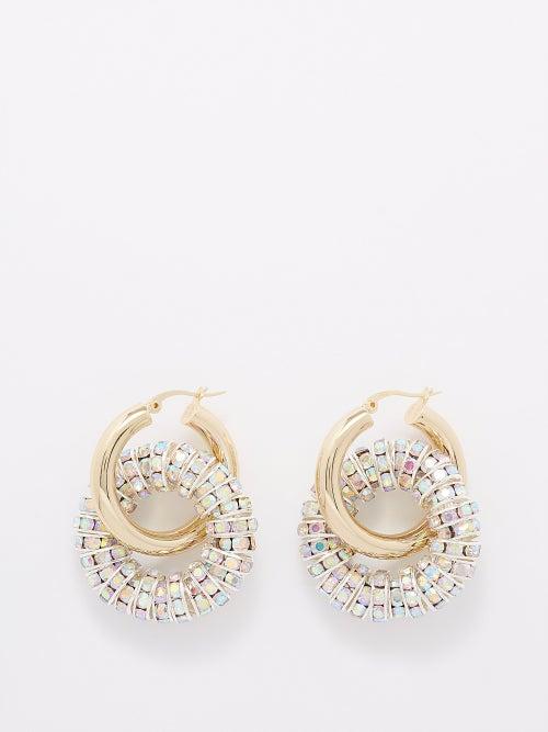 Pearl Octopuss.y - Les Grand Crystal Gold-plated Hoop Earrings - Womens - Silver Gold