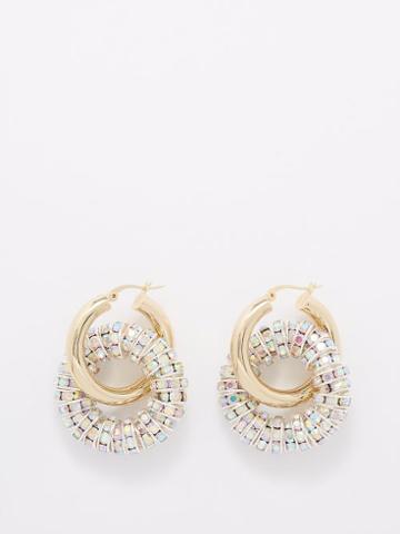 Pearl Octopuss.y - Les Grand Crystal Gold-plated Hoop Earrings - Womens - Silver Gold