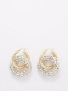 Pearl Octopuss.y - Les Grand Crystal Gold-plated Hoop Earrings - Womens - Silver Gold