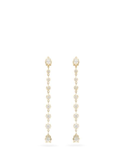Matchesfashion.com Jade Trau - Envoy Diamond & 18kt Gold Drop Earrings - Womens - Gold