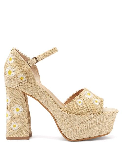Matchesfashion.com Castaer - Antonella 130 Raffia Platform Sandals - Womens - Cream