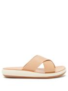 Ancient Greek Sandals - Thais Crossover-strap Leather Slides - Womens - Cream