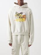 Liberal Youth Ministry - Logo-print Distressed Cotton Hooded Sweatshirt - Mens - Beige