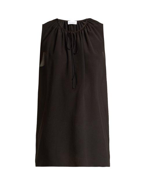 Matchesfashion.com Raey - Gathered Silk Sleeveless Smock Top - Womens - Black