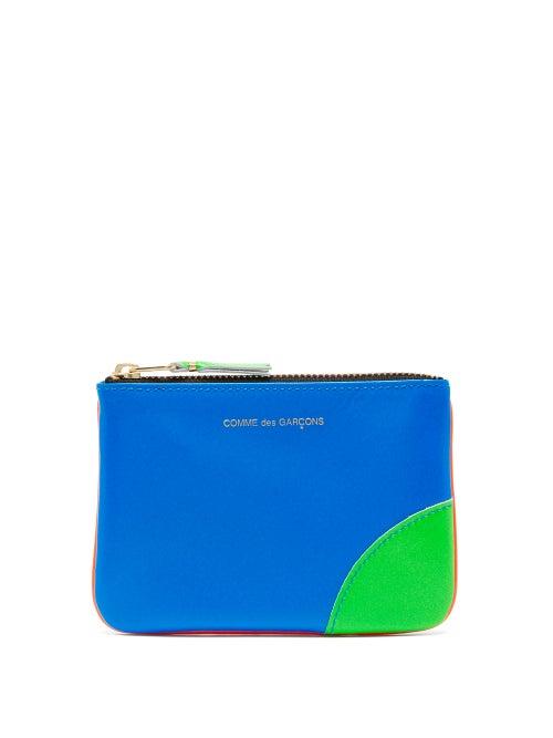 Matchesfashion.com Comme Des Garons Wallet - Colour-block Leather Coin Purse - Mens - Blue Multi