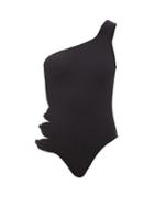 Matchesfashion.com Leslie Amon - Karry One-shoulder Cutout Swimsuit - Womens - Black