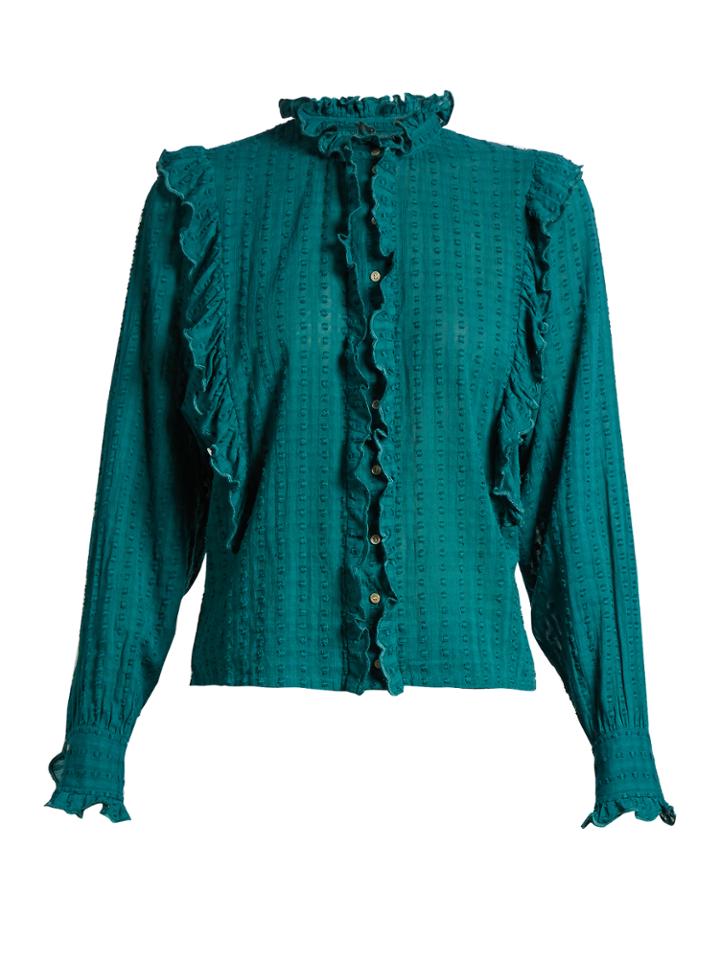 Isabel Marant Étoile Yann Ruffle-trimmed Long-sleeved Blouse