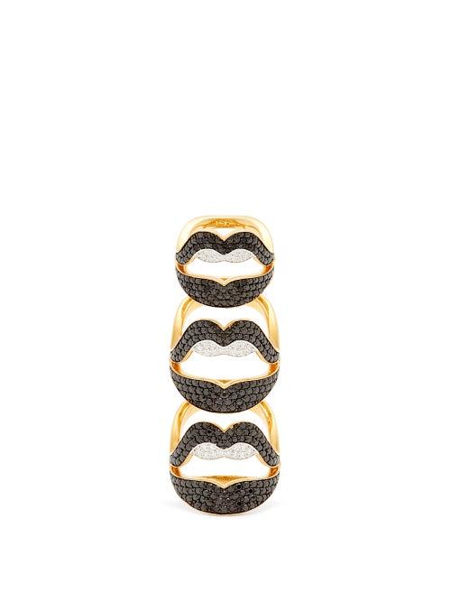 Matchesfashion.com Lynn Ban - Mnage  Trois Lab-sapphire & Gold-vermeil Ring - Womens - Black