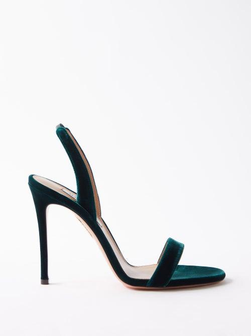 Aquazzura - So Nude 105 Velvet Sandals - Womens - Emerald