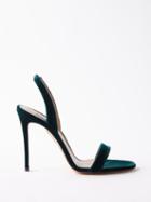 Aquazzura - So Nude 105 Velvet Sandals - Womens - Emerald