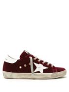 Matchesfashion.com Golden Goose Deluxe Brand - Superstar Low Top Velvet Trainers - Womens - Burgundy White