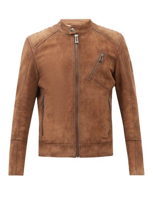 Belstaff - V Racer Suede Biker Jacket - Mens - Brown