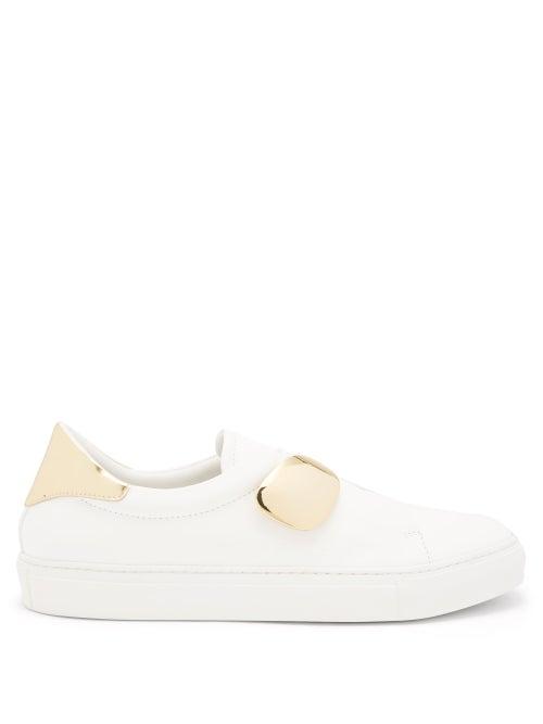 Matchesfashion.com Rupert Sanderson - Dynamo Leather Trainers - Womens - White Gold