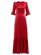 Matchesfashion.com The Vampire's Wife - Festival Ruffle Trimmed Silk Dress - Womens - Red
