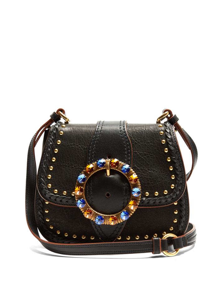 Miu Miu Dalia Embellished Leather Cross-body Bag