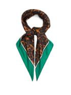 Matchesfashion.com Erdem - Leopard And Floral-print Silk Scarf - Womens - Green Multi