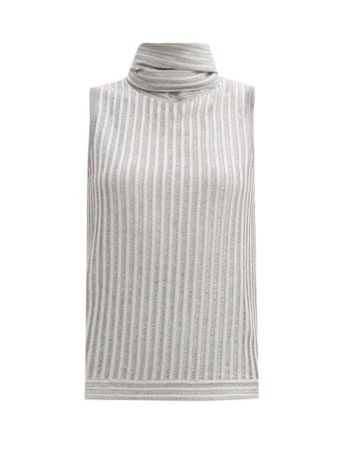Matchesfashion.com Missoni - Tie-neck Metallic-knit Top - Womens - Silver