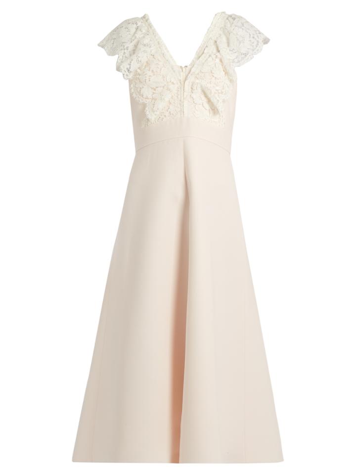Valentino Plunging Guipure-lace And Cady Midi Dress