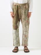 By Walid - Massimo Vintage Cotton Patchwork Trousers - Mens - Moss