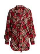 Alexandre Vauthier Neck-tie Tartan Blouse
