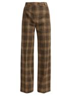 Matchesfashion.com Acne Studios - Prince Of Wales Check Wool Blend Trousers - Womens - Brown Multi