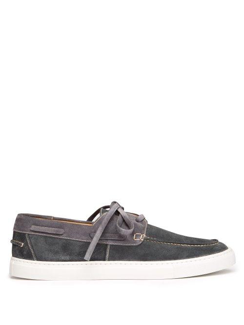 Matchesfashion.com O'keeffe - Stafford Suede Deck Shoes - Mens - Grey Multi
