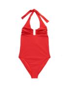 Matchesfashion.com Melissa Odabash - Tampa Halterneck Basketweave Swimsuit - Womens - Red