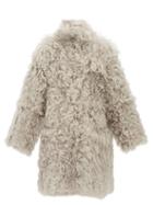 Matchesfashion.com Raey - Stand Collar Curly Shearling Coat - Womens - Grey