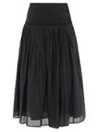 Ladies Beachwear Merlette - Morris Pleated Cotton-voile Skirt - Womens - Black