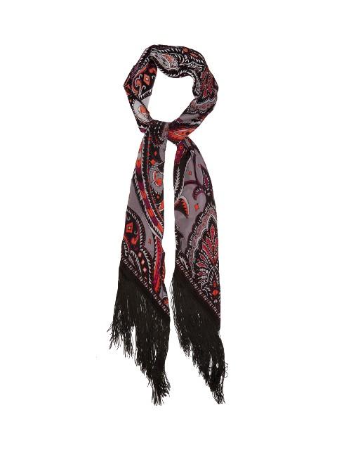 Rockins Prickly Paisley-print Fringed Classic-skinny Scarf