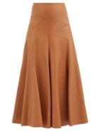 Chlo - High-rise Leather A-line Skirt - Womens - Beige